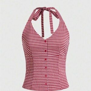 Red Gingham Halter Top